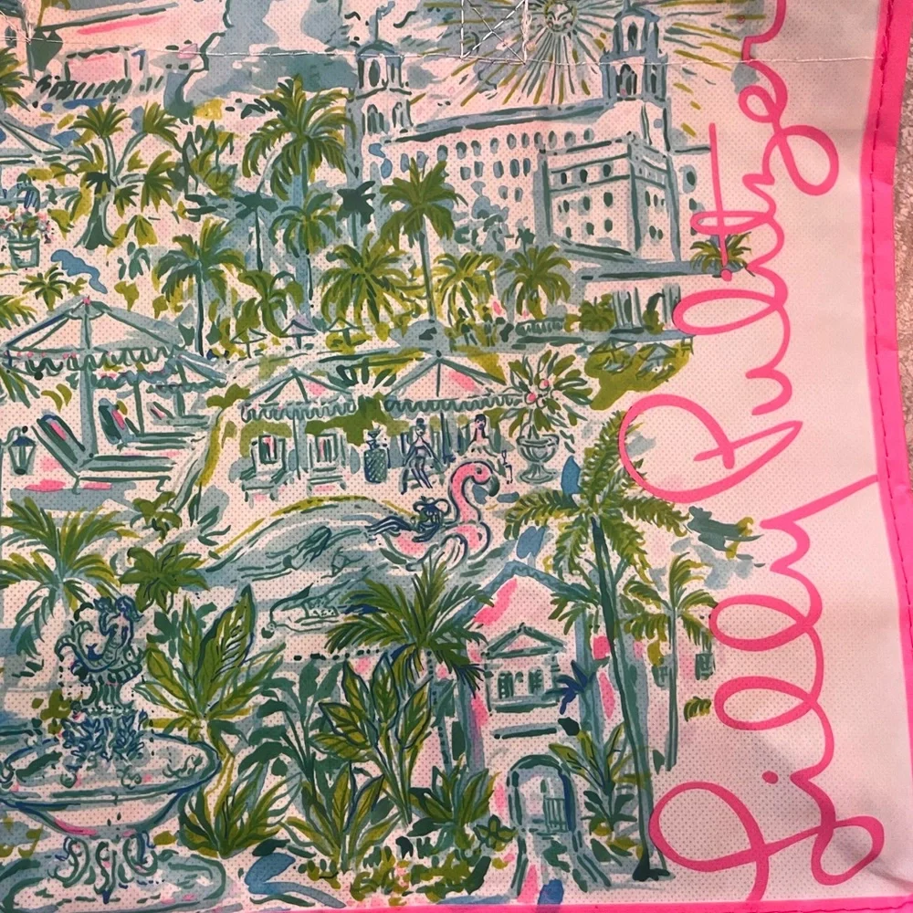 Lilly Pulitzer Tropical Pink and Green Tote Bag, 15” x 11”
